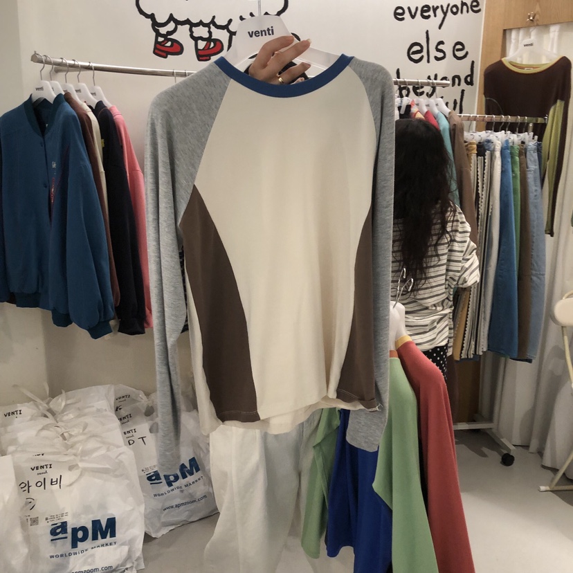 VENTI東大門實拍女裝新款休閑真品人氣推薦職業長袖T恤插肩VENTI長袖T恤圖色2