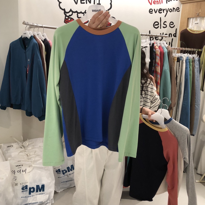 VENTI東大門實拍女裝新款休閑真品人氣推薦職業長袖T恤插肩VENTI長袖T恤圖色3