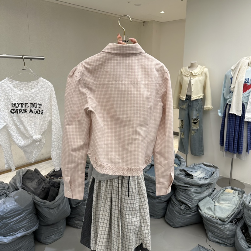 VAULT韓國直郵女士新款休閑時尚26春夏推薦熱賣襯衫蕾絲衫VAULT襯衫/蕾絲衫