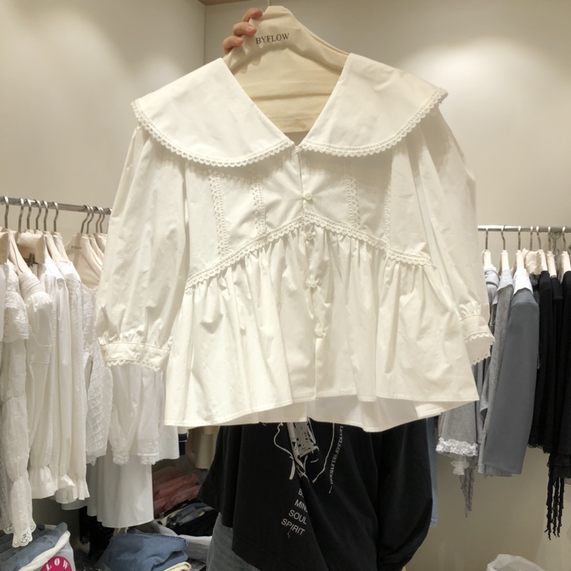 BY FLOW韓國代購女裝新款休閑推薦熱賣職業人氣襯衫蕾絲衫BY FLOW襯衫/蕾絲衫圖色2