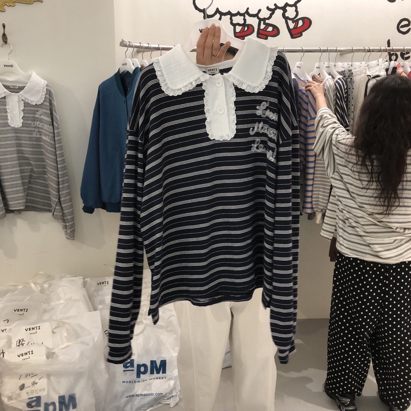 VENTI東大門直郵女士新品時尚人氣休閑推薦職業真品長袖T恤VENTI長袖T恤圖色2