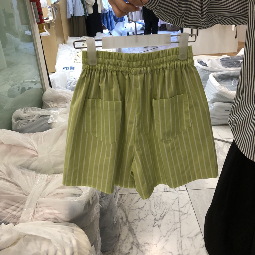 ALMOND韓國代購女士新款職業時尚熱賣休閑推薦真品短褲條紋ALMOND短褲