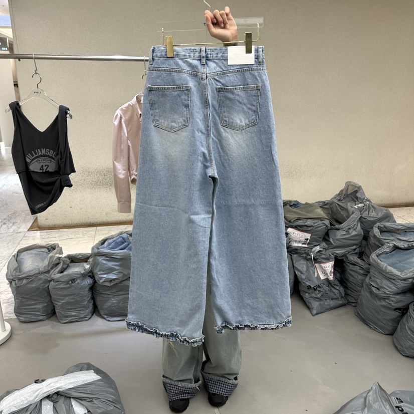 VAULT東大門直郵女裝新款休閑職業熱賣26春夏牛仔褲荷葉邊VAULT牛仔褲