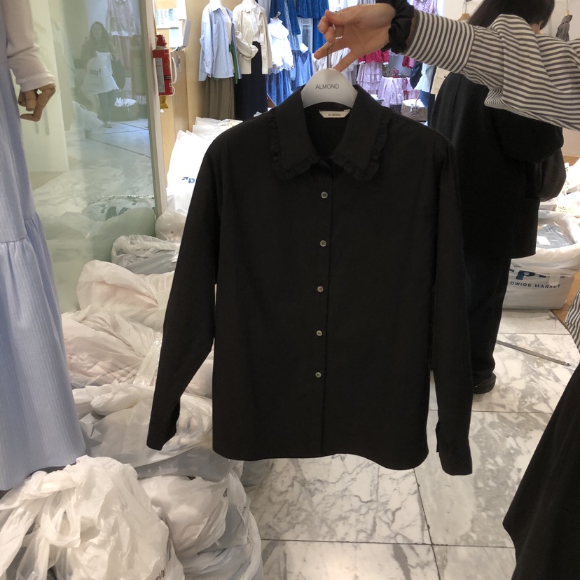 ALMOND韓國直郵女裝新品真品推薦休閑26春夏襯衫蕾絲衫荷葉邊ALMOND襯衫/蕾絲衫圖色2