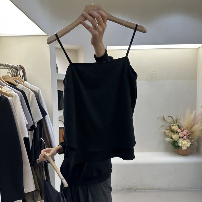 MATIERE韓國直郵女士新品熱賣休閑26春夏職業時尚吊帶背心MATIERE吊帶/背心圖色4黑色