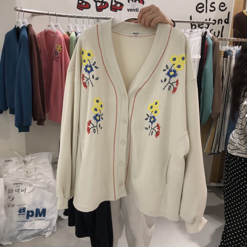 VENTI東大門代購女裝新品時尚休閑熱賣人氣真品夾克開衫繡花VENTI夾克圖色1