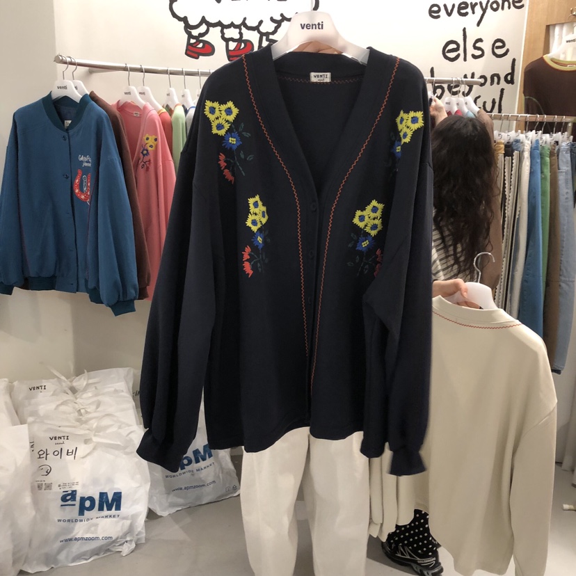 VENTI東大門代購女裝新品時尚休閑熱賣人氣真品夾克開衫繡花VENTI夾克圖色2