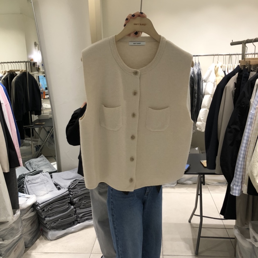 NAVYBURST東大門代購女士新品真品26春夏人氣時尚馬甲口袋NAVY BURST馬甲圖色1