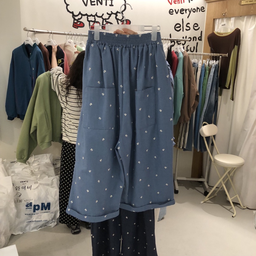 VENTI韓國直郵女裝新品時尚人氣熱賣休閑26春夏休閑褲刺繡VENTI休閑褲