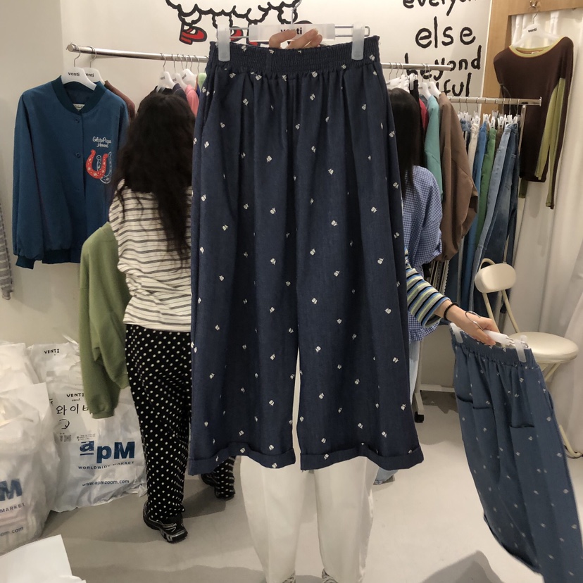 VENTI韓國直郵女裝新品時尚人氣熱賣休閑26春夏休閑褲刺繡VENTI休閑褲圖色2