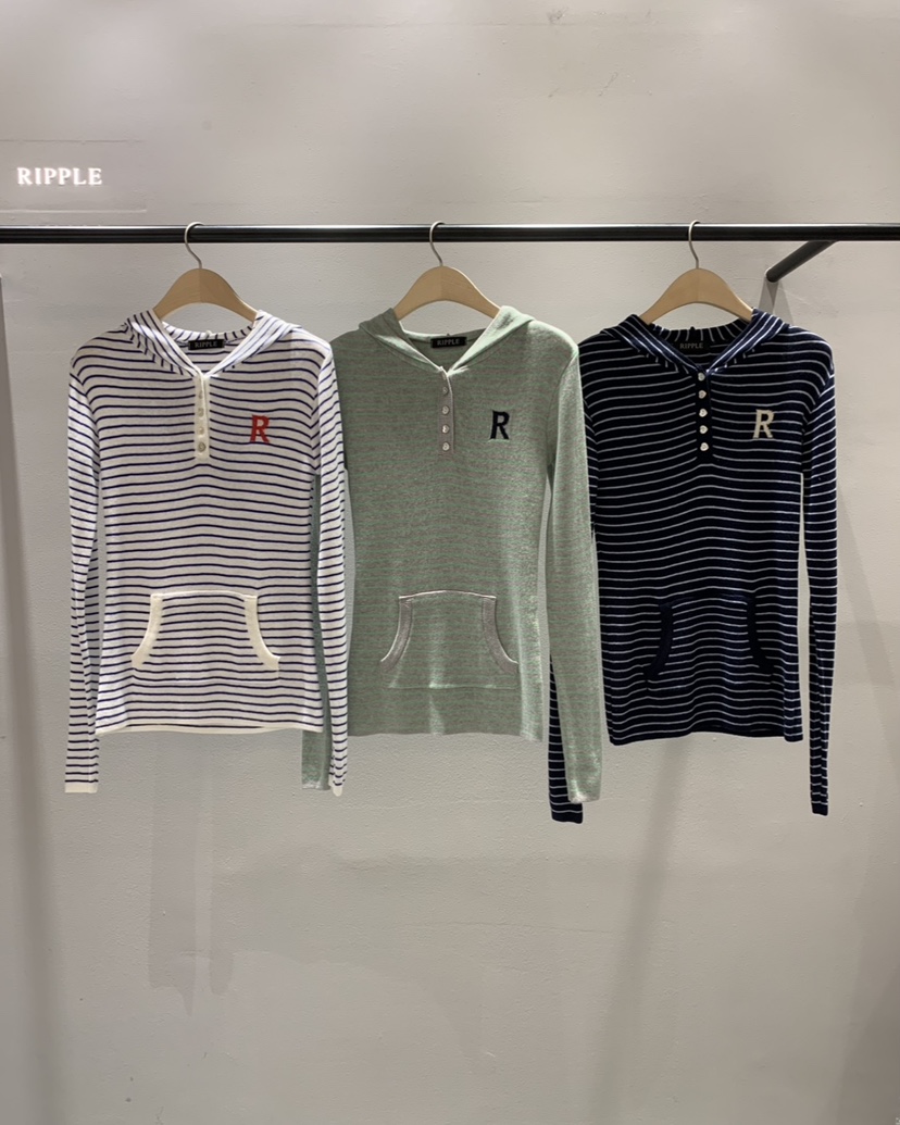 RIPPLE-P韓國代購女士新款休閑推薦針織衫連帽針織衫口袋RIPPLE-P針織衫