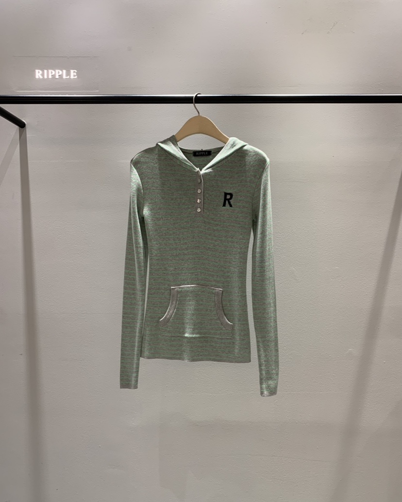 RIPPLE-P韓國代購女士新款休閑推薦針織衫連帽針織衫口袋RIPPLE-P針織衫圖色2