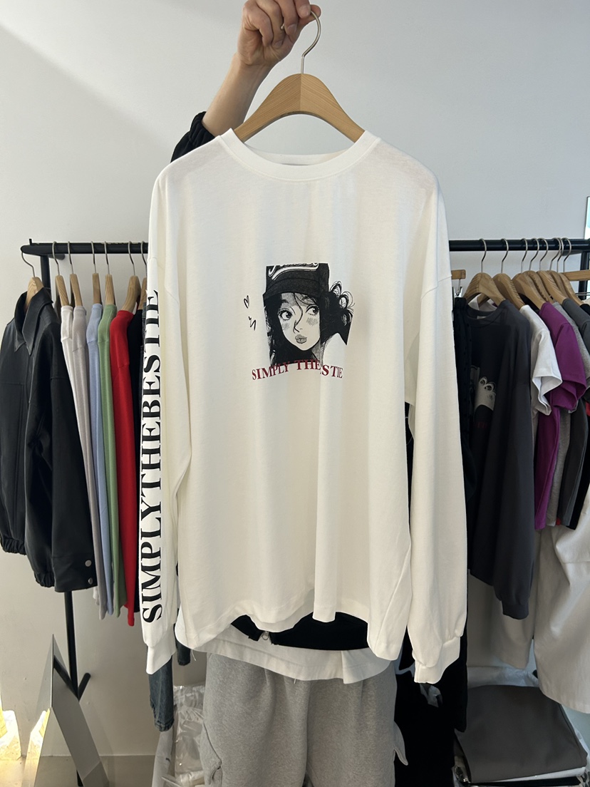 AS THOUGHT東大門代購女士新款休閑熱賣26春夏真品長袖T恤AS THOUGHT長袖T恤圖色1