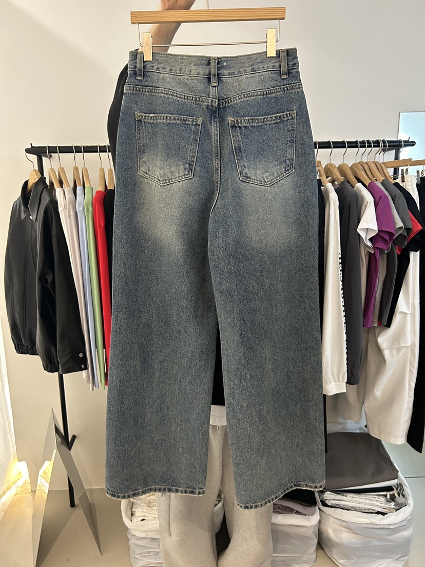 AS THOUGHT東大門實拍女士新品真品熱賣休閑人氣牛仔褲復古AS THOUGHT牛仔褲