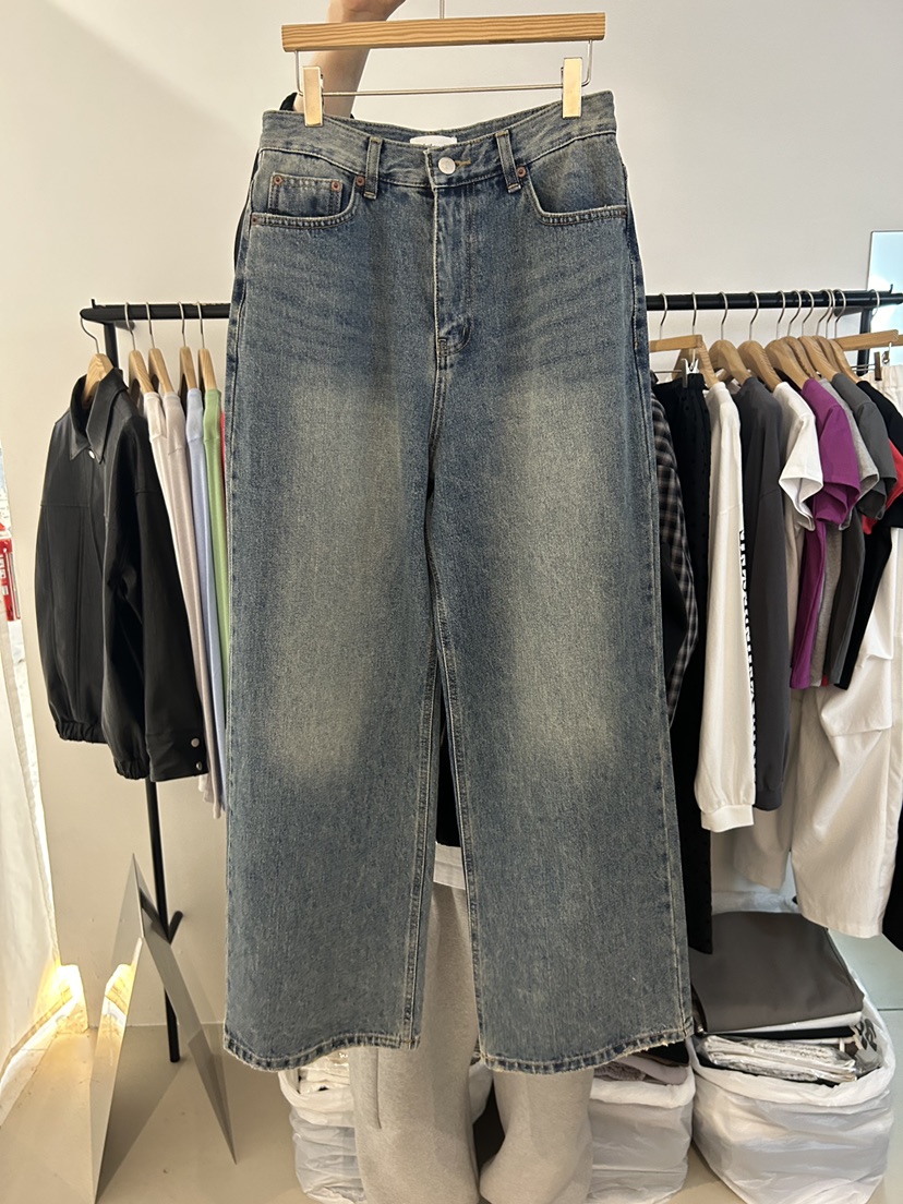 AS THOUGHT東大門實拍女士新品真品熱賣休閑人氣牛仔褲復古AS THOUGHT牛仔褲圖色1