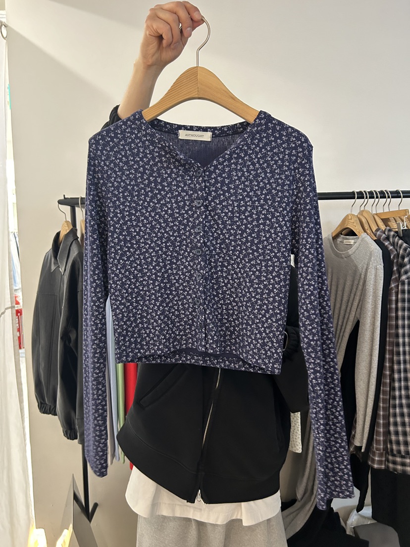 AS THOUGHT東大門實拍女裝新款真品人氣26春夏針織衫花朵開衫AS THOUGHT針織衫圖色2