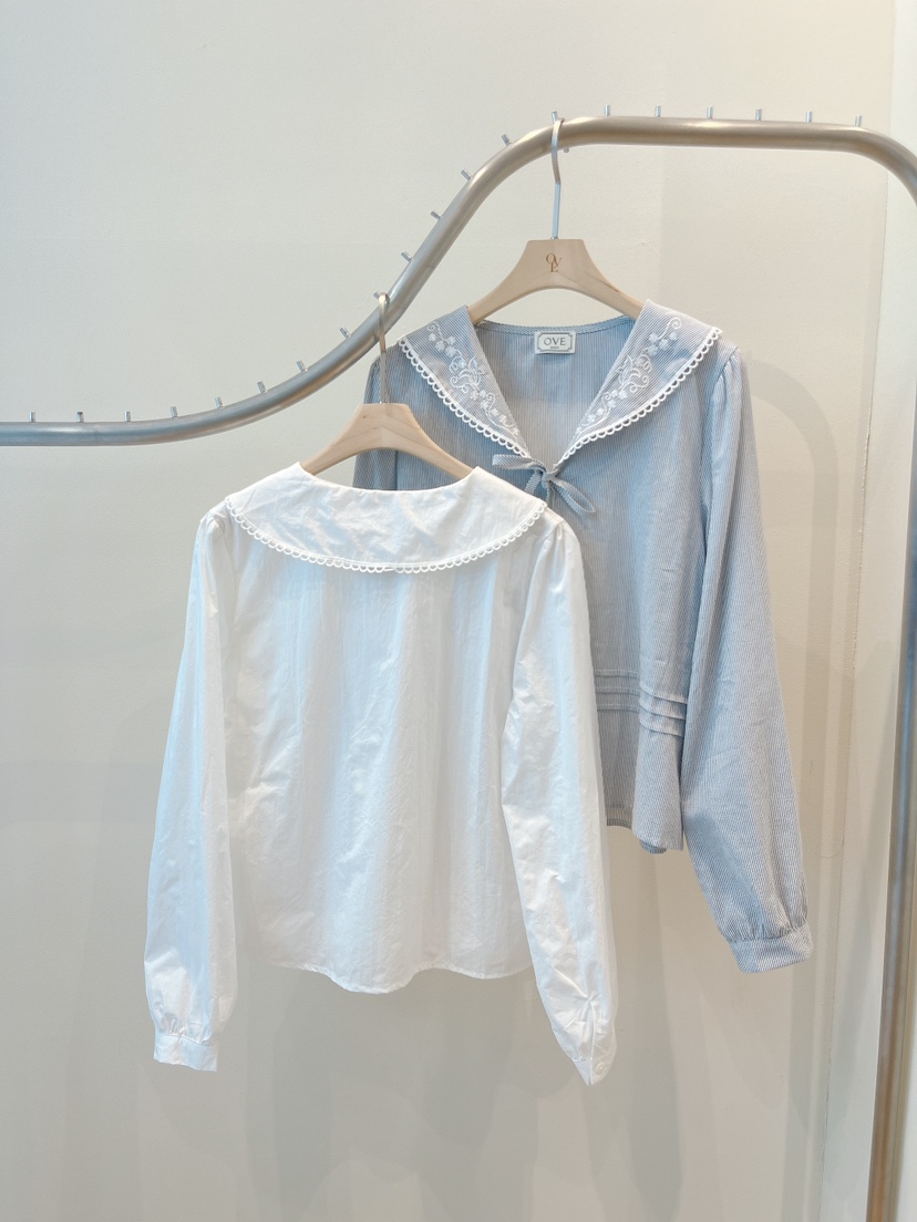 OVE東大門直郵女士新款休閑時尚26春夏推薦襯衫蕾絲衫海軍OVE襯衫/蕾絲衫