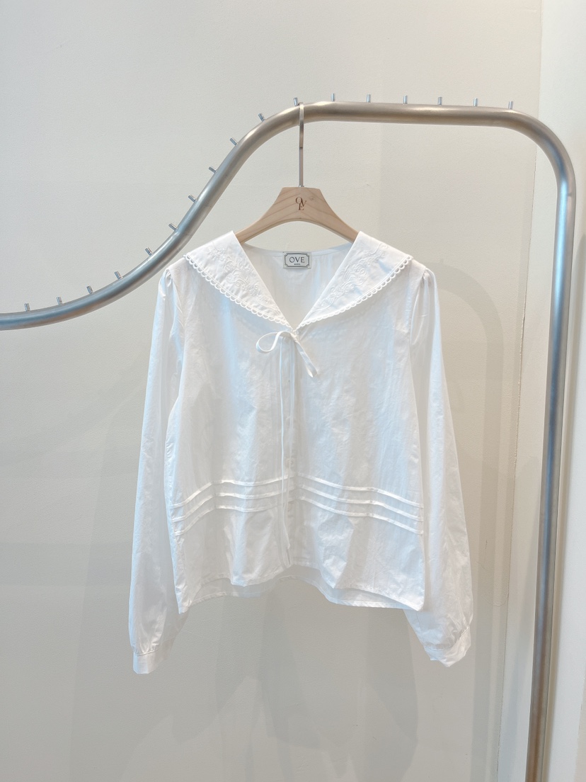 OVE東大門直郵女士新款休閑時尚26春夏推薦襯衫蕾絲衫海軍OVE襯衫/蕾絲衫圖色1