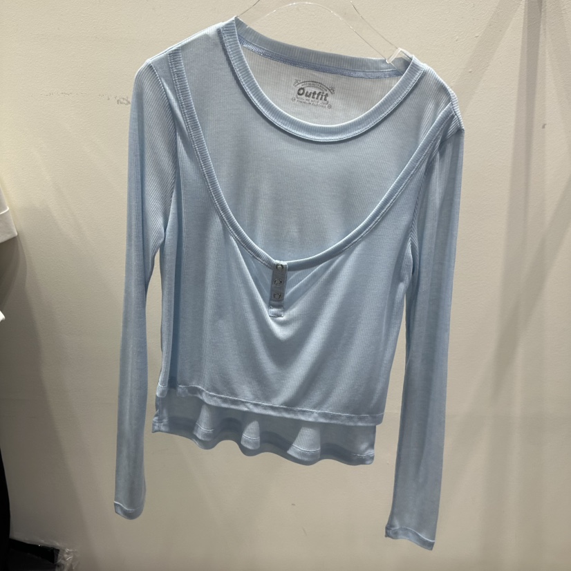 OUTFIT東大門代購女士新品26春夏休閑真品熱賣長袖T恤假兩件OUTFIT長袖T恤圖色4