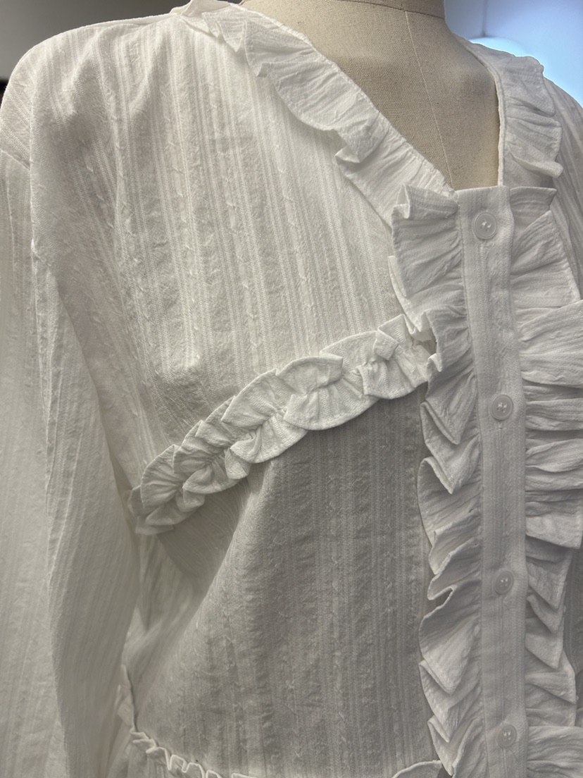 AS THOUGHT韓國代購女士新品推薦26春夏襯衫蕾絲衫荷葉邊AS THOUGHT襯衫/蕾絲衫