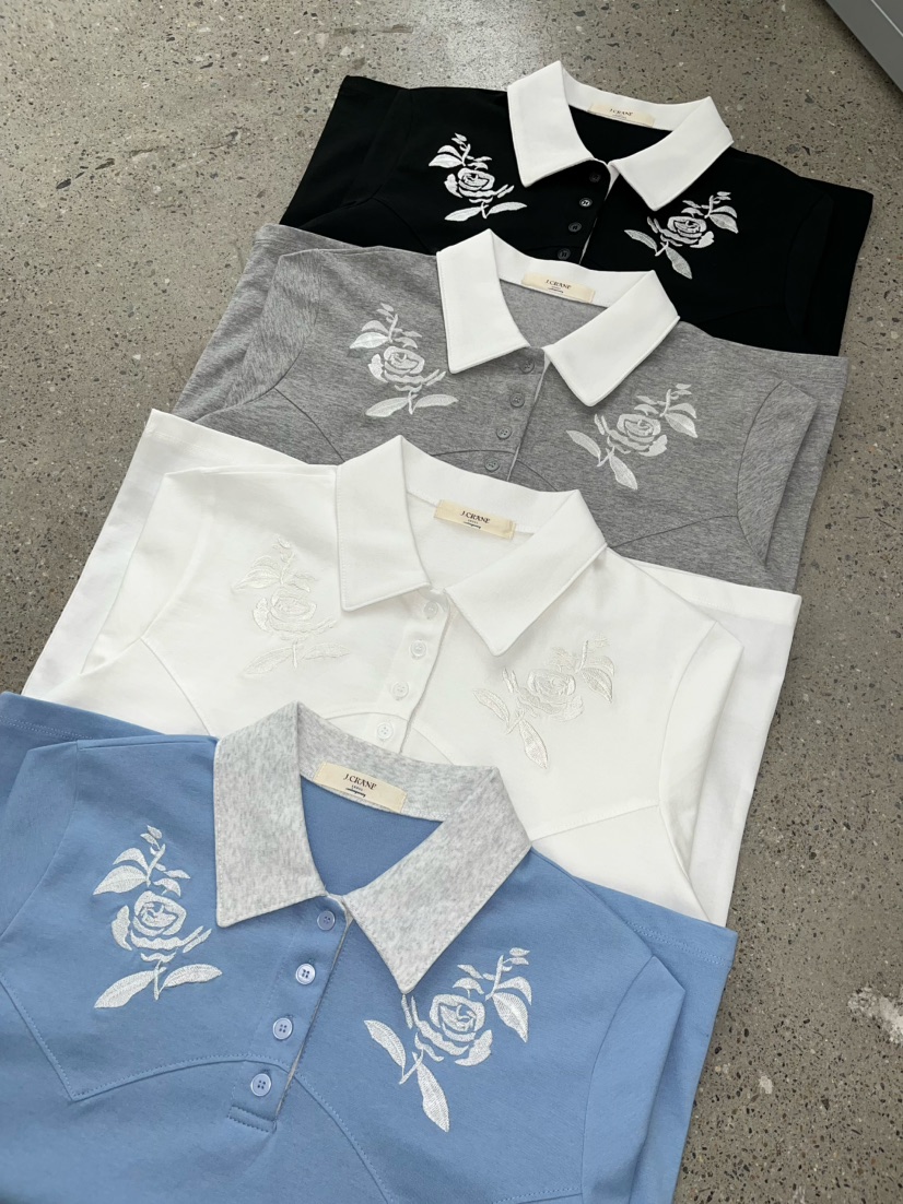 J CRANE-A韓國直郵女士新款26春夏時尚休閑熱賣T恤刺繡J CRANET恤