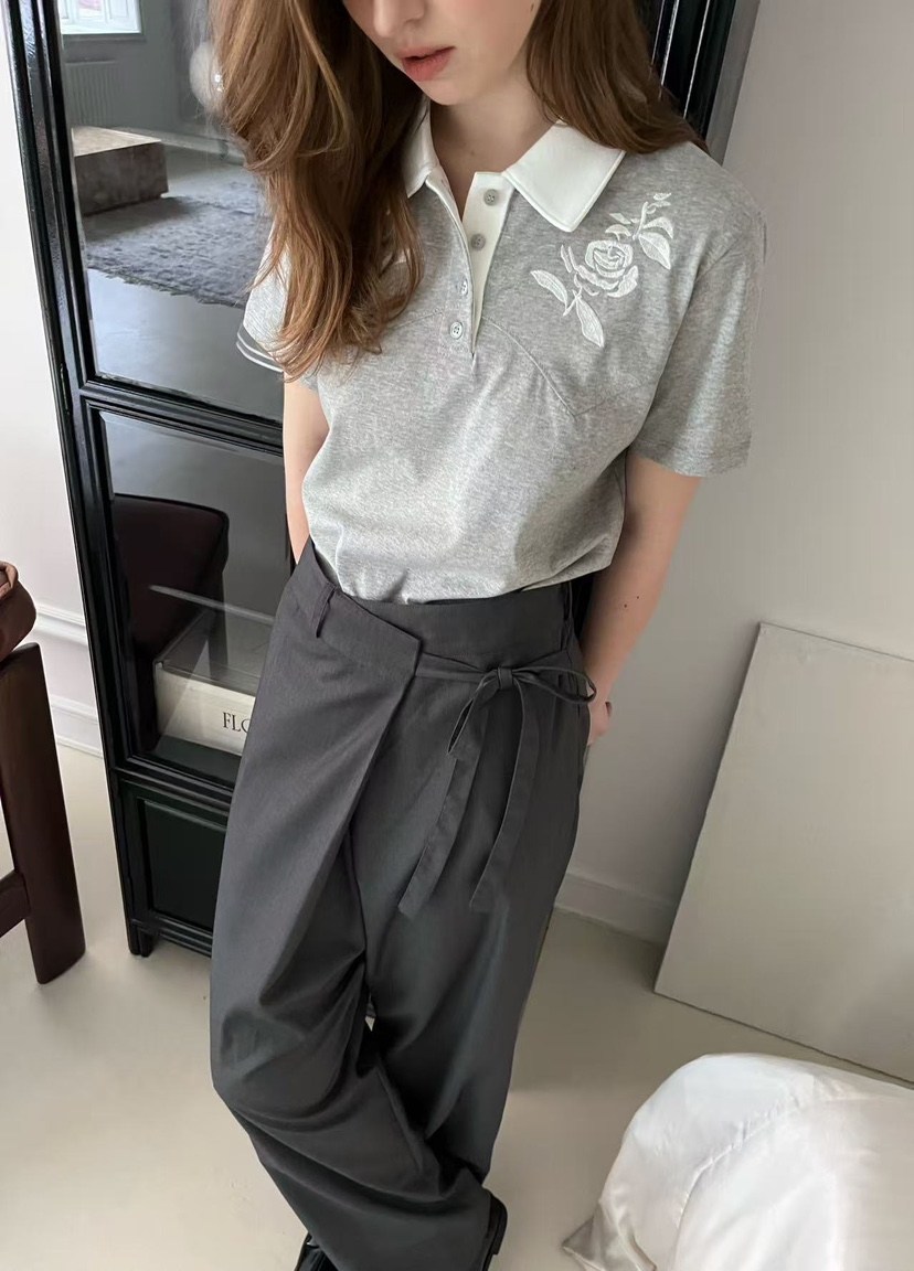 J CRANE-A韓國直郵女士新款26春夏時尚休閑熱賣T恤刺繡J CRANET恤