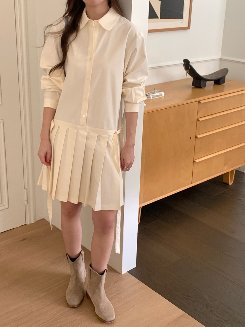 NOTHING韓國東大門代購女裝新款推薦休閑職業熱賣連衣裙褶裥NOTHING連衣裙