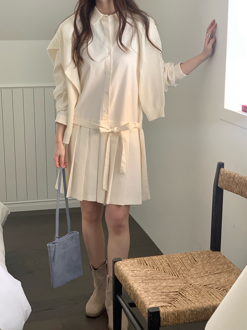 NOTHING韓國東大門代購女裝新款推薦休閑職業熱賣連衣裙褶裥NOTHING連衣裙