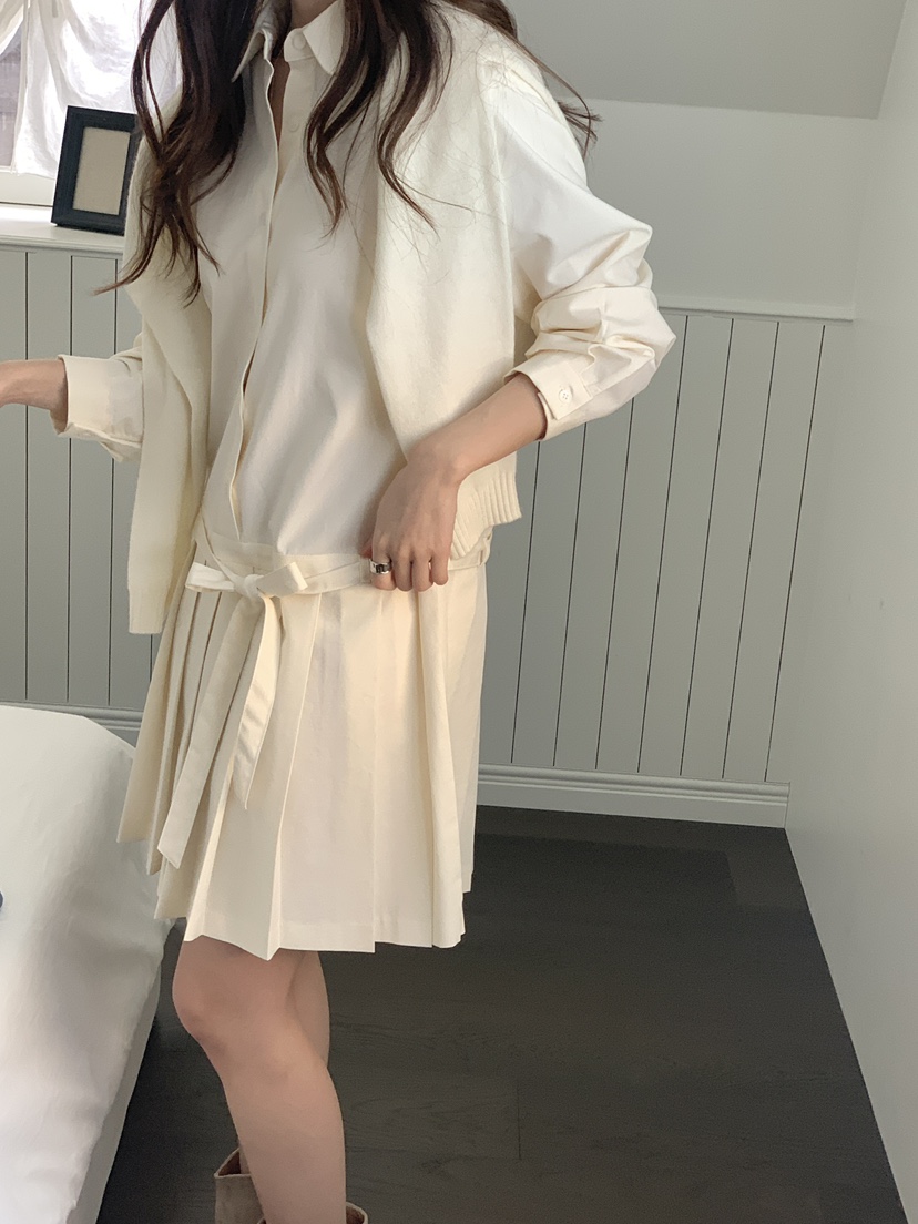 NOTHING韓國東大門代購女裝新款推薦休閑職業熱賣連衣裙褶裥NOTHING連衣裙