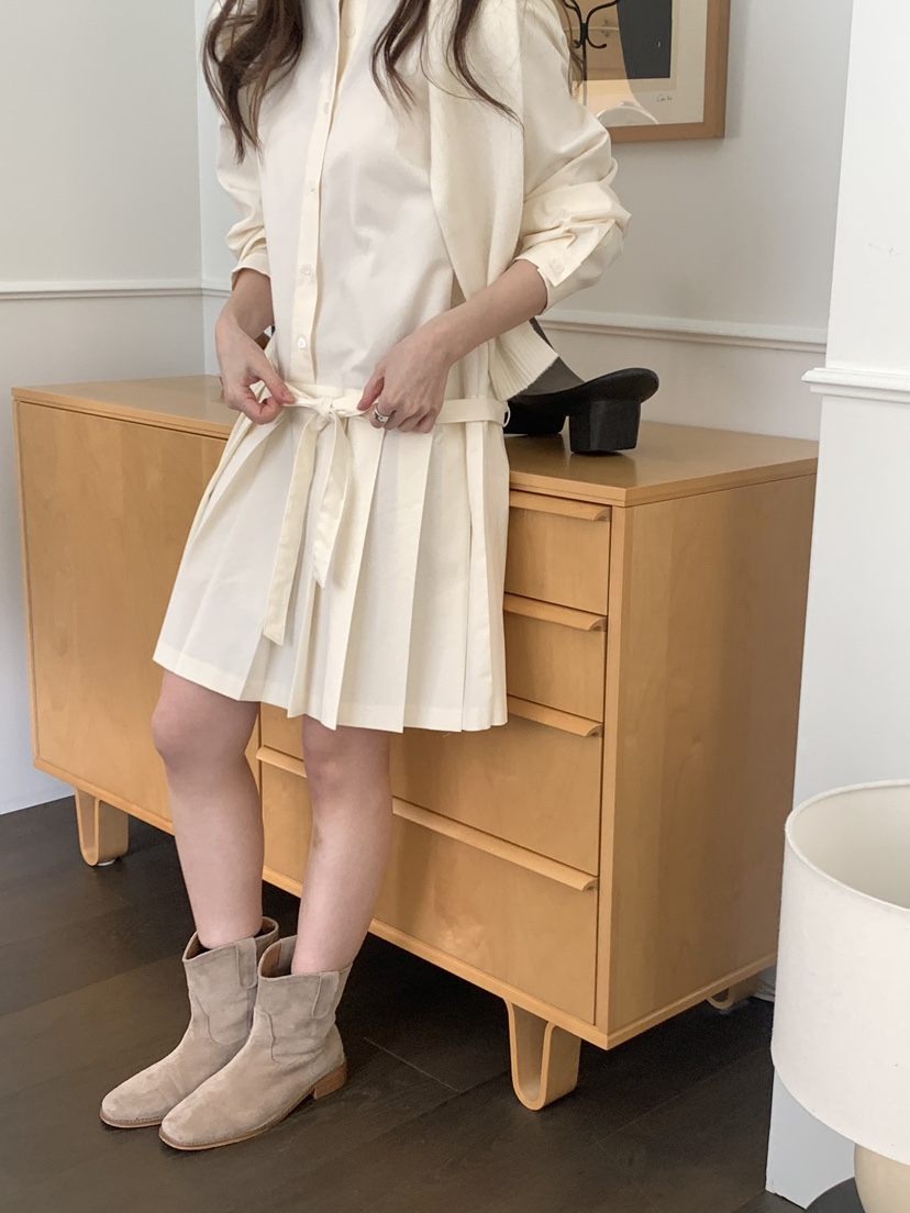 NOTHING韓國東大門代購女裝新款推薦休閑職業熱賣連衣裙褶裥NOTHING連衣裙