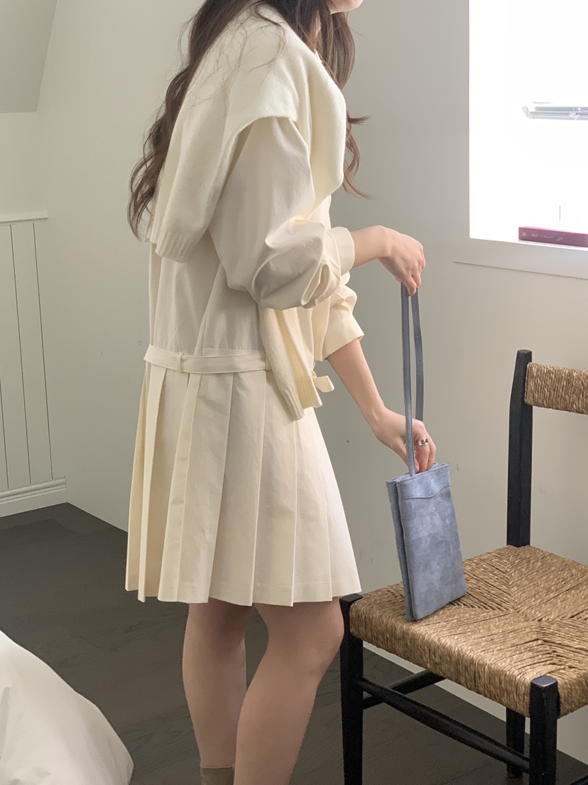 NOTHING韓國東大門代購女裝新款推薦休閑職業熱賣連衣裙褶裥NOTHING連衣裙