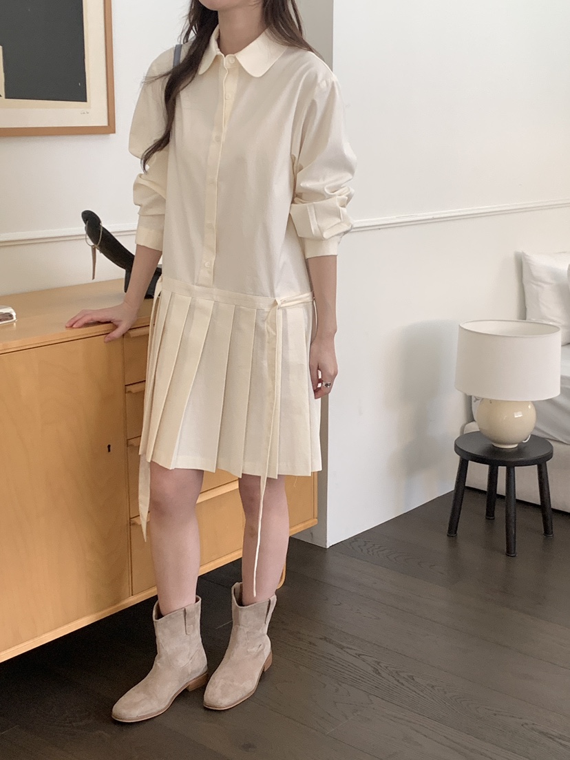 NOTHING韓國東大門代購女裝新款推薦休閑職業熱賣連衣裙褶裥NOTHING連衣裙