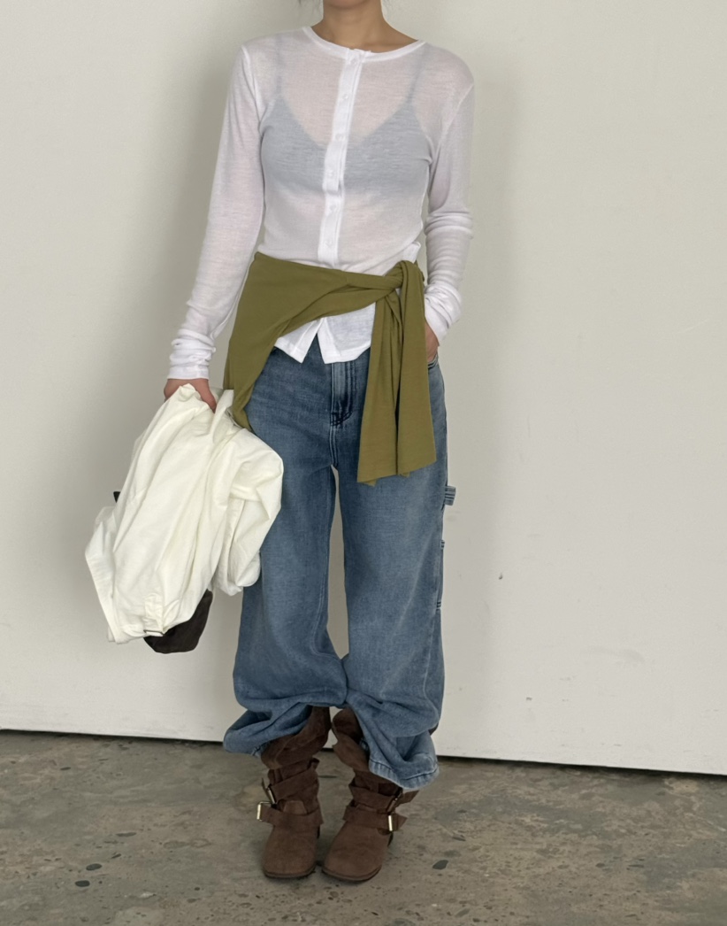 OVER NEAR韓國直郵女士新款26春夏時尚休閑人氣職業長袖T恤OVER NEAR長袖T恤