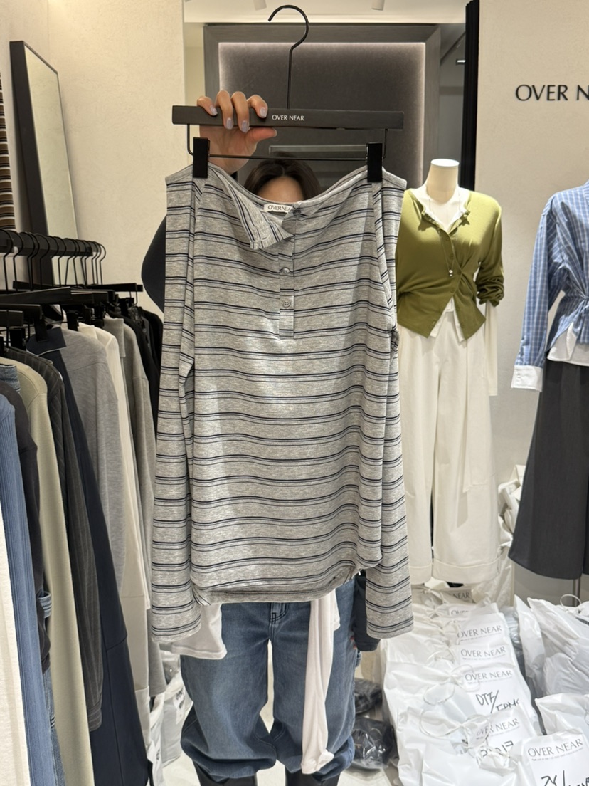 OVER NEAR韓國東大門直郵女士新品26春夏熱賣職業長袖T恤OVER NEAR長袖T恤圖色1