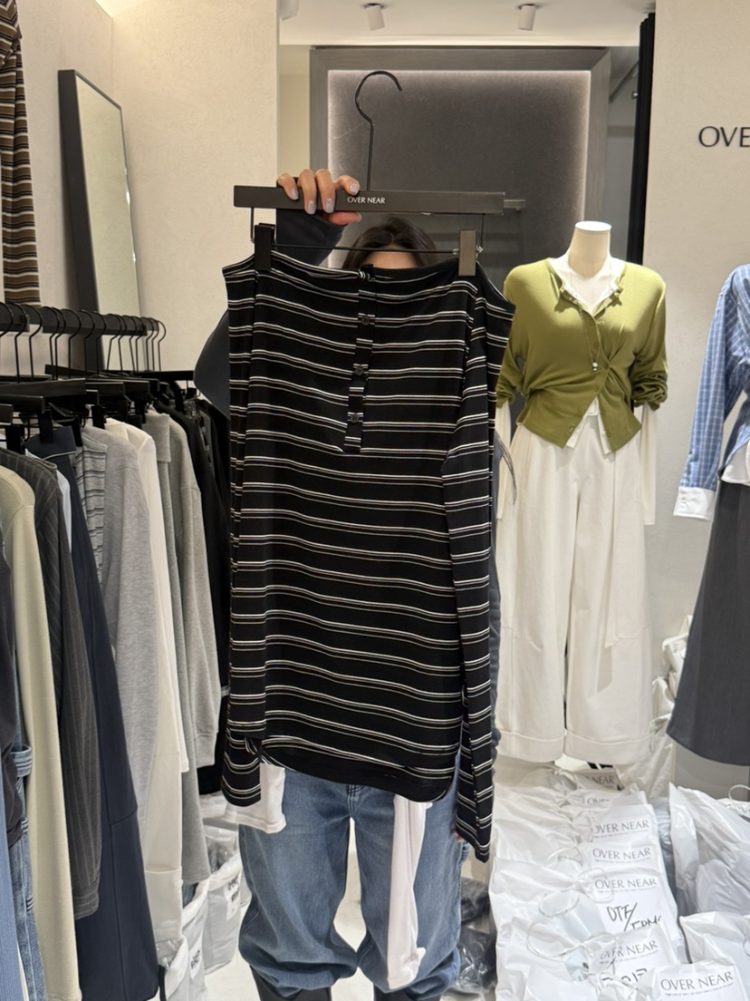 OVER NEAR韓國東大門直郵女士新品26春夏熱賣職業長袖T恤OVER NEAR長袖T恤圖色3