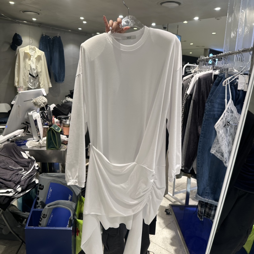 HERTZ-P韓國直郵實拍女士新品推薦休閑熱賣26春夏長袖T恤褶皺HERTZ-P長袖T恤圖色1