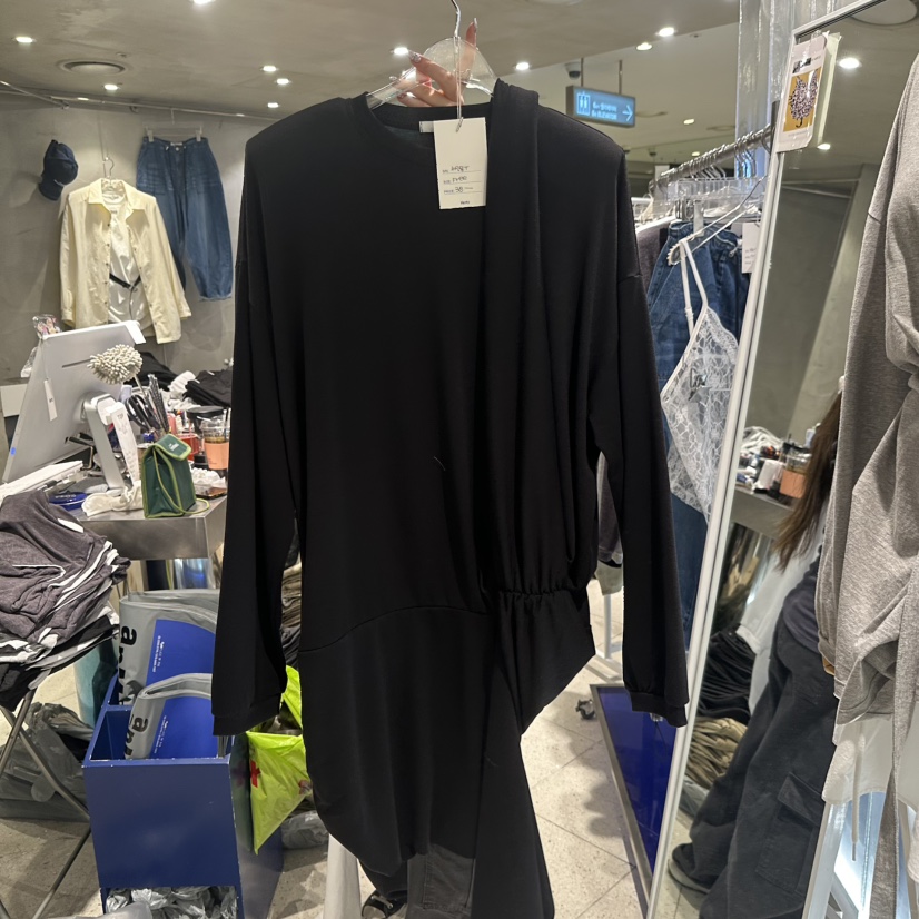 HERTZ-P韓國直郵實拍女士新品推薦休閑熱賣26春夏長袖T恤褶皺HERTZ-P長袖T恤圖色2黑色