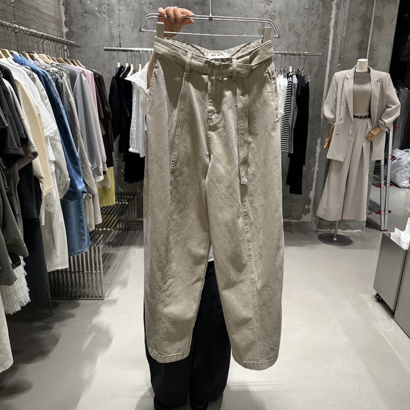 JUNI韓國直郵女裝新品休閑職業26春夏熱賣時尚休閑褲含腰帶my juni休閑褲圖色2