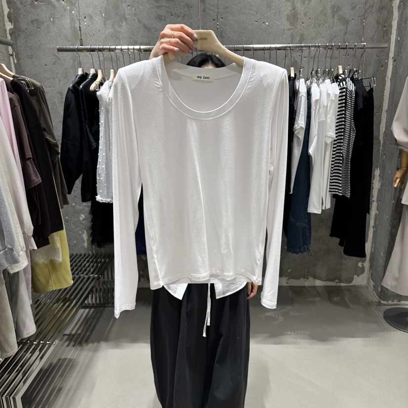 JUNI韓國直郵實拍女士新款休閑熱賣時尚推薦職業人氣長袖T恤my juni長袖T恤圖色1