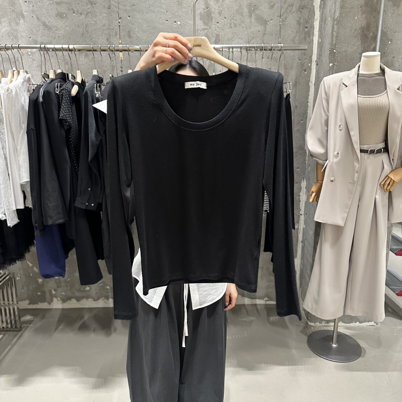 JUNI韓國直郵實拍女士新款休閑熱賣時尚推薦職業人氣長袖T恤my juni長袖T恤圖色2