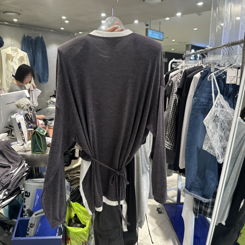 HERTZ-P韓國直郵女士新款休閑推薦時尚長袖T恤假兩件開襟衫HERTZ-P長袖T恤