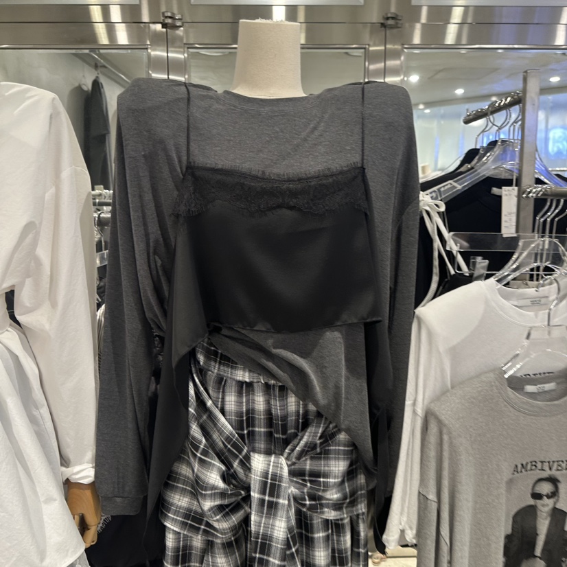 HERTZ-P韓國代購女裝新品人氣職業休閑26春夏長袖T恤假兩件HERTZ-P長袖T恤圖色2