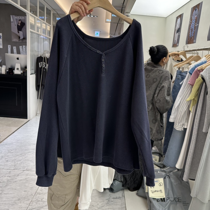 CHAV韓國直郵女士新款26春夏休閑人氣職業熱賣時尚長袖T恤CHAV長袖T恤圖色3