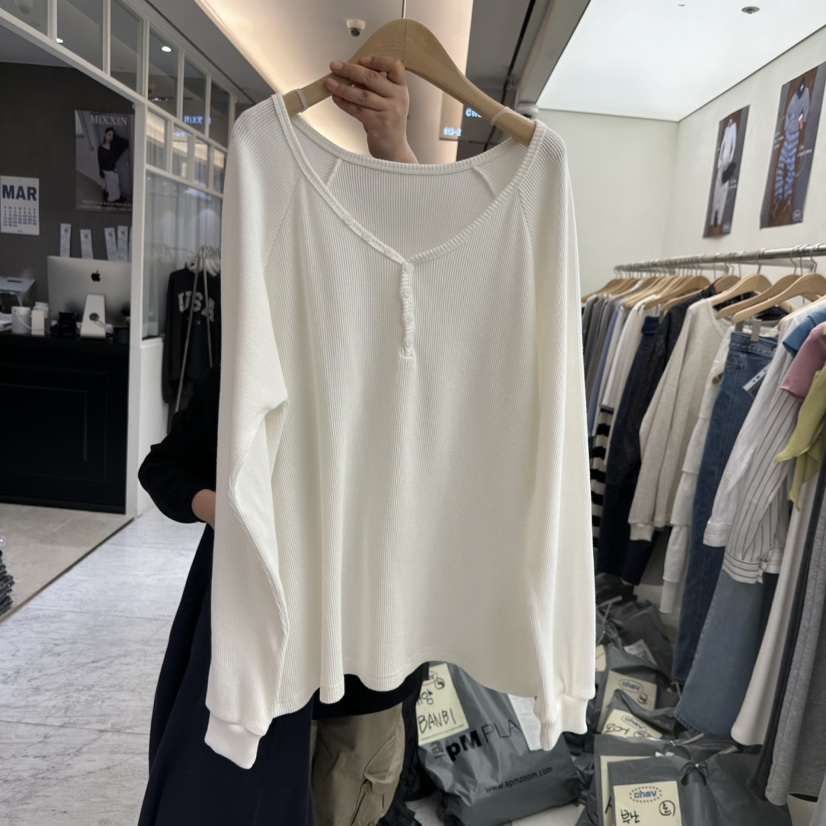 CHAV韓國直郵女士新款26春夏休閑人氣職業熱賣時尚長袖T恤CHAV長袖T恤圖色4