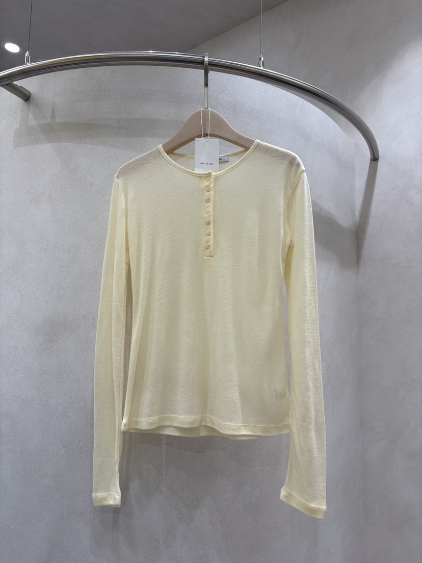 WHO IS SHE韓國直郵女士新品26春夏時尚人氣職業長袖T恤WHO IS SHE長袖T恤圖色2