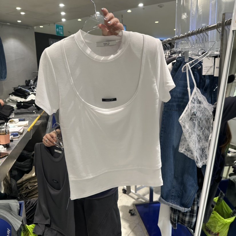HERTZ-P韓國東大門直郵女裝新款推薦時尚職業人氣T恤假兩件HERTZ-PT恤圖色1