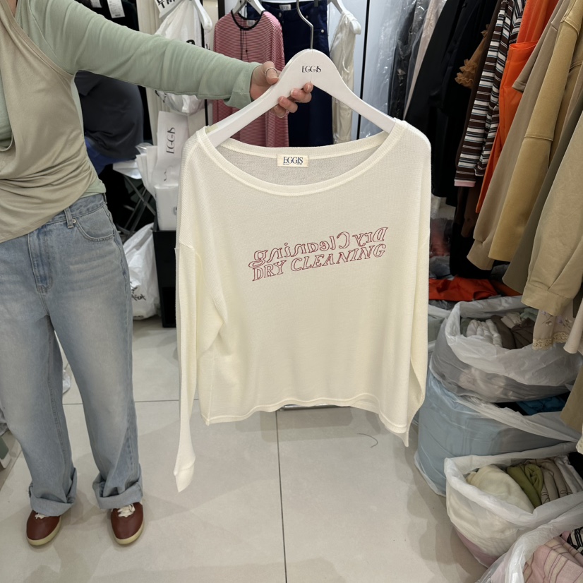 EGG IS韓國直郵實拍女裝新款職業推薦熱賣人氣休閑長袖T恤EGG IS長袖T恤圖色1