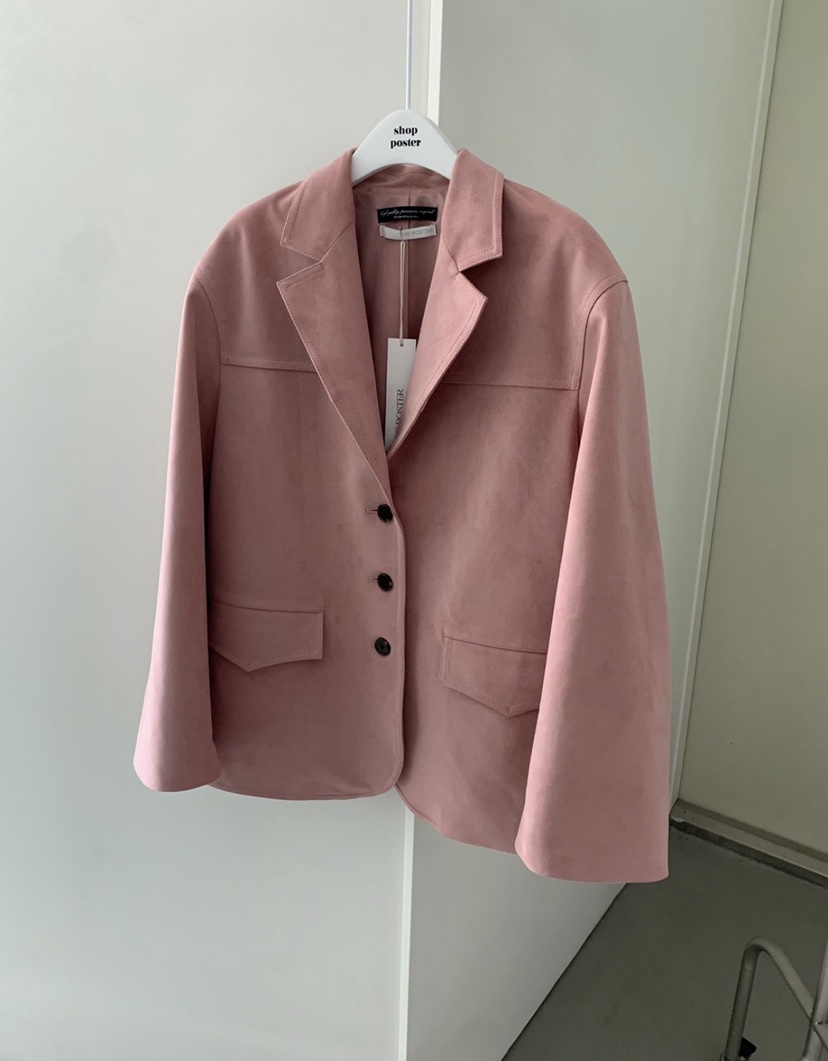 SHOP POSTER韓國代購女士新品人氣26春夏熱賣休閑夾克麂皮SHOP_POSTER夾克圖色1