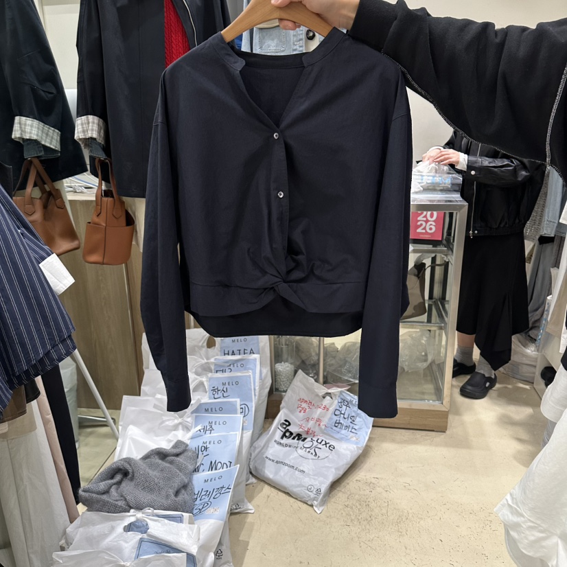 MELO韓國直郵女裝新品26春夏休閑熱賣時尚推薦襯衫蕾絲衫MELO襯衫/蕾絲衫圖色2