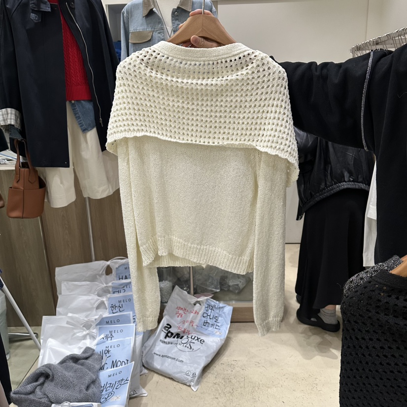 MELO韓國代購女裝新品26春夏熱賣時尚推薦針織衫披肩圍巾MELO針織衫
